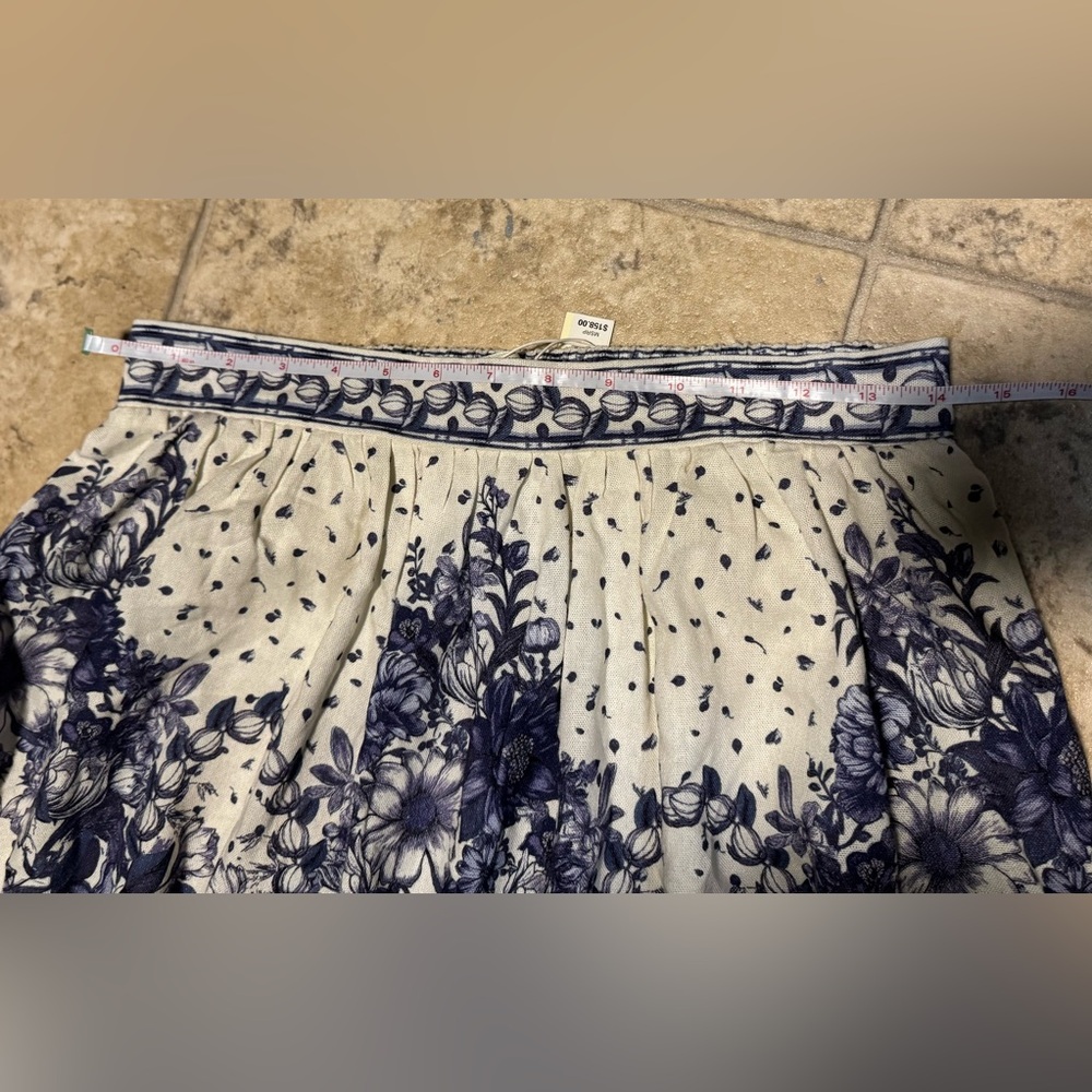 NWT Max Studio Navy and Cream Floral A-Line Skirt Size Small - Picture 2 of 8
